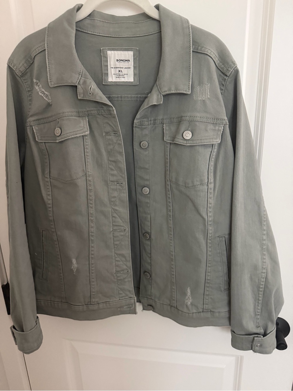 Sonoma Light Sage Distressed Jean Jacket - Women's XL